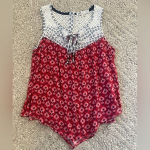 Red and White Patterned Tank Top Size Small